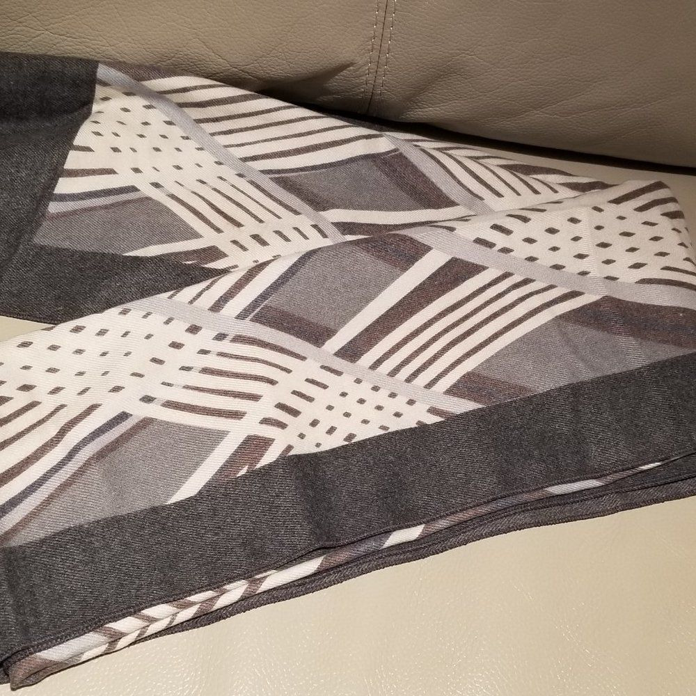 LONG SCARF/SHAWL IN BEIGE, GRAY, BLUE TONES